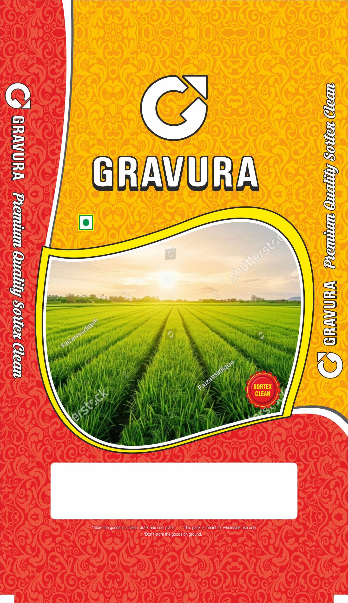 GR40 - Premium Sortex Clean Agro Product Pouch Packaging Design