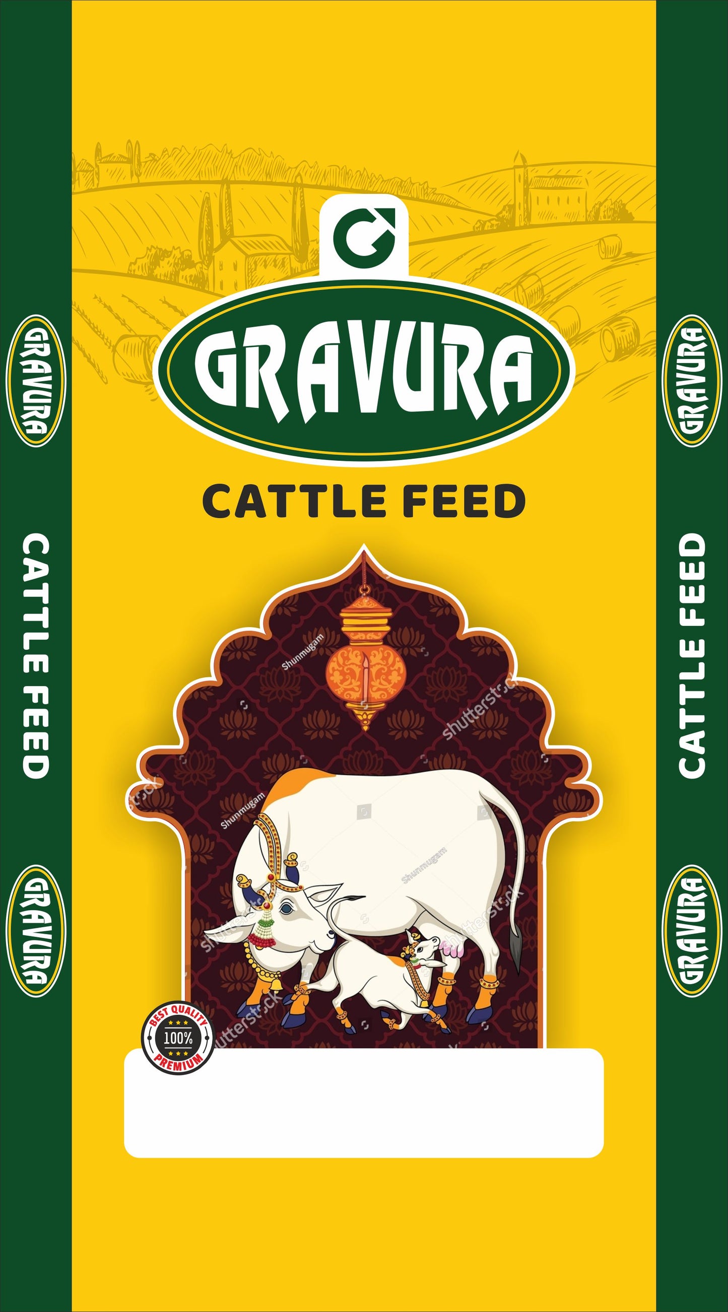 GR128 - Traditional Cattle Feed Packaging Design Template