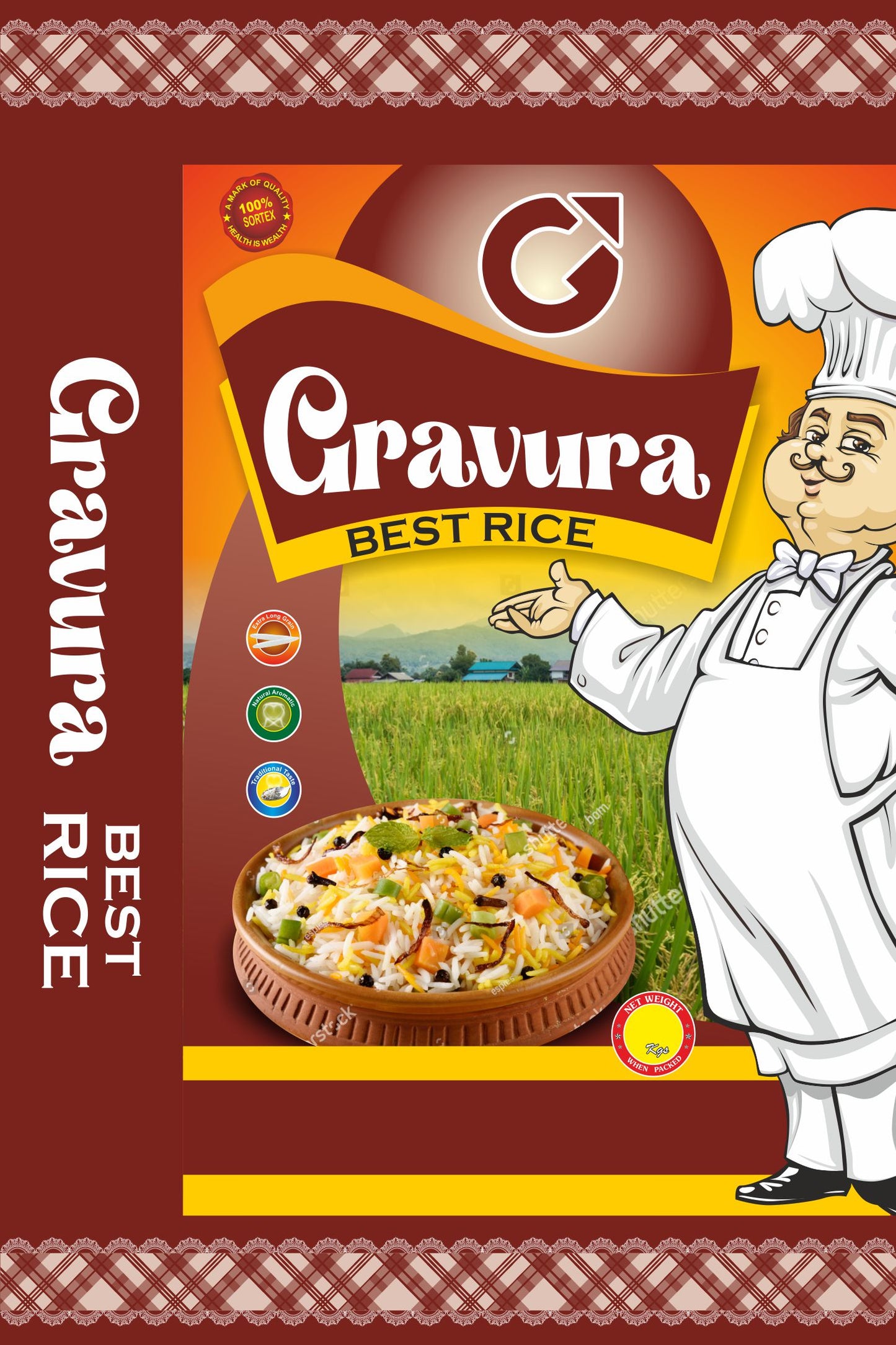 GR94 - Chef-Inspired Best Rice Packaging Design Template