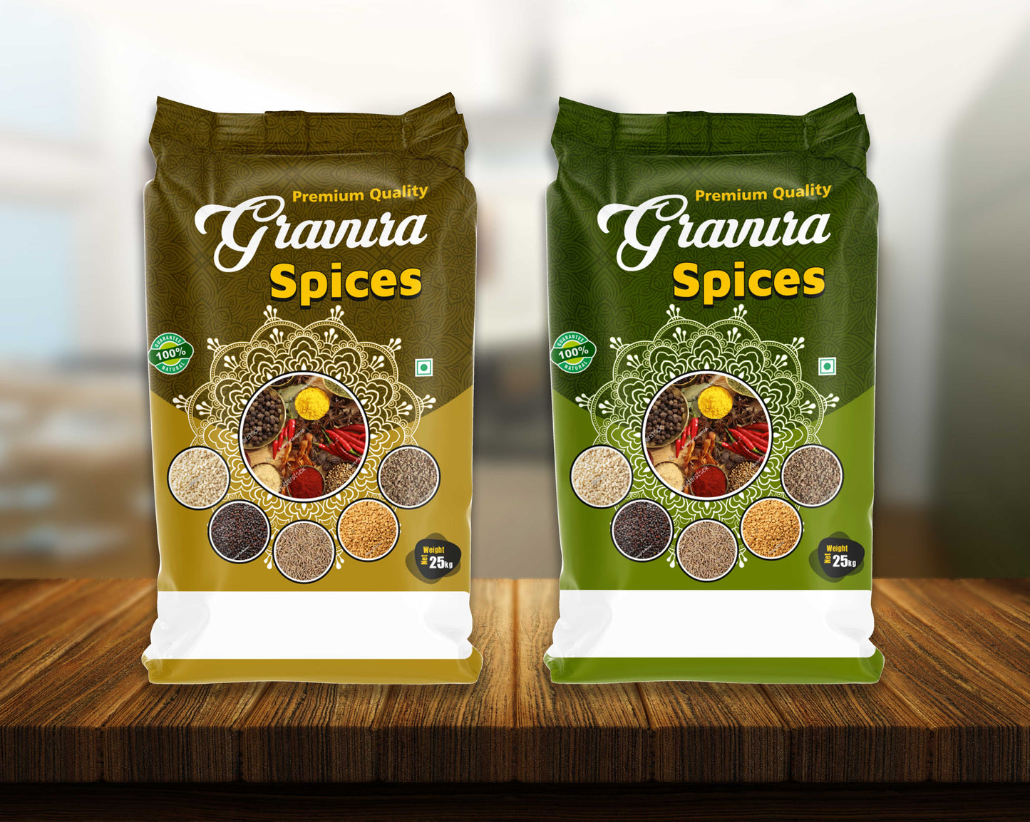 GR61 - Premium Assorted Spices BOPP Bag Packaging Design with changeable colour of background