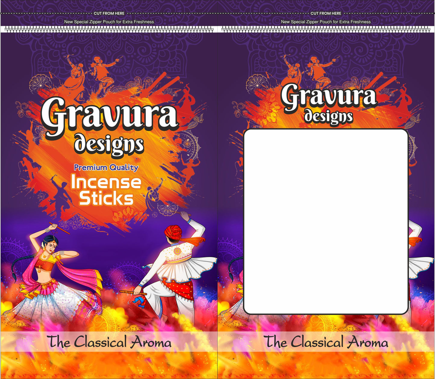 GR38 - Vibrant Cultural Incense Stick Pouch Packaging Design