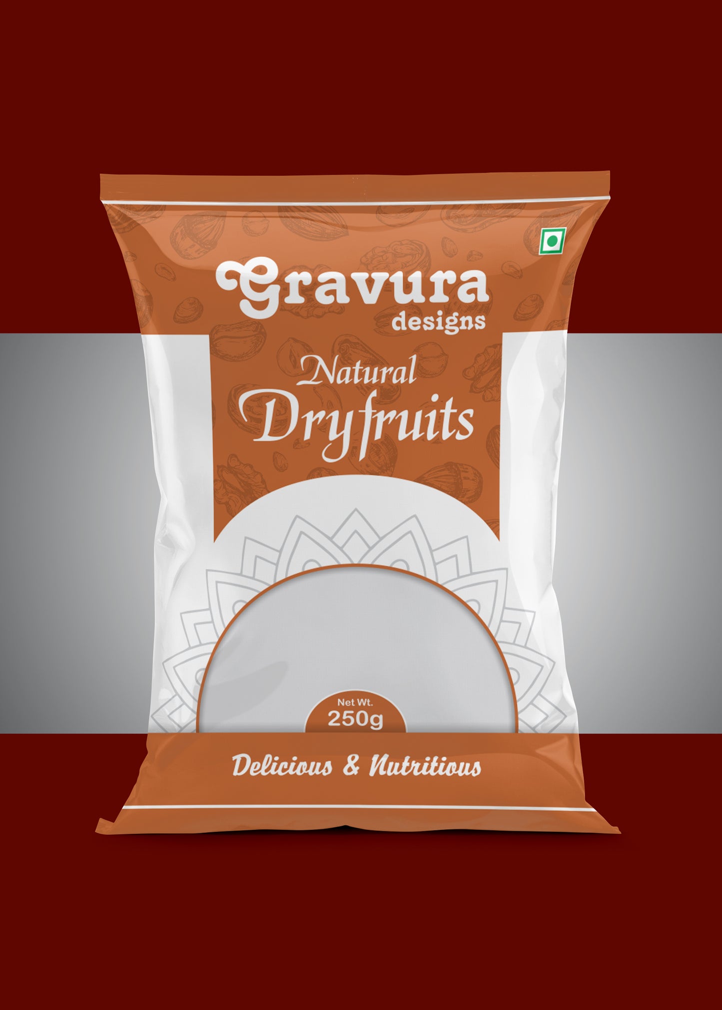 GR-8 - Natural Dry Fruits Packaging Design – Center Seal Pouch