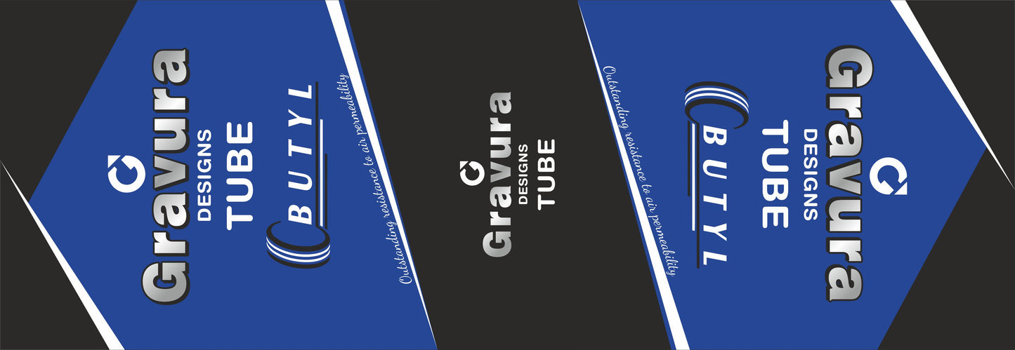 GR-27 - Modern Angular Butyl Tube Packaging Design in Blue & Black – High Contrast, Industrial Look