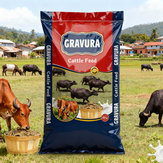 GR226 - Bold Red Cattle Feed Packaging Design Template