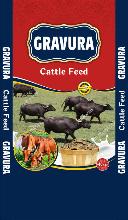 GR226 - Bold Red Cattle Feed Packaging Design Template