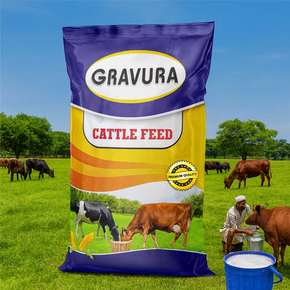 GR228 - Modern Blue Cattle Feed Packaging Design Template