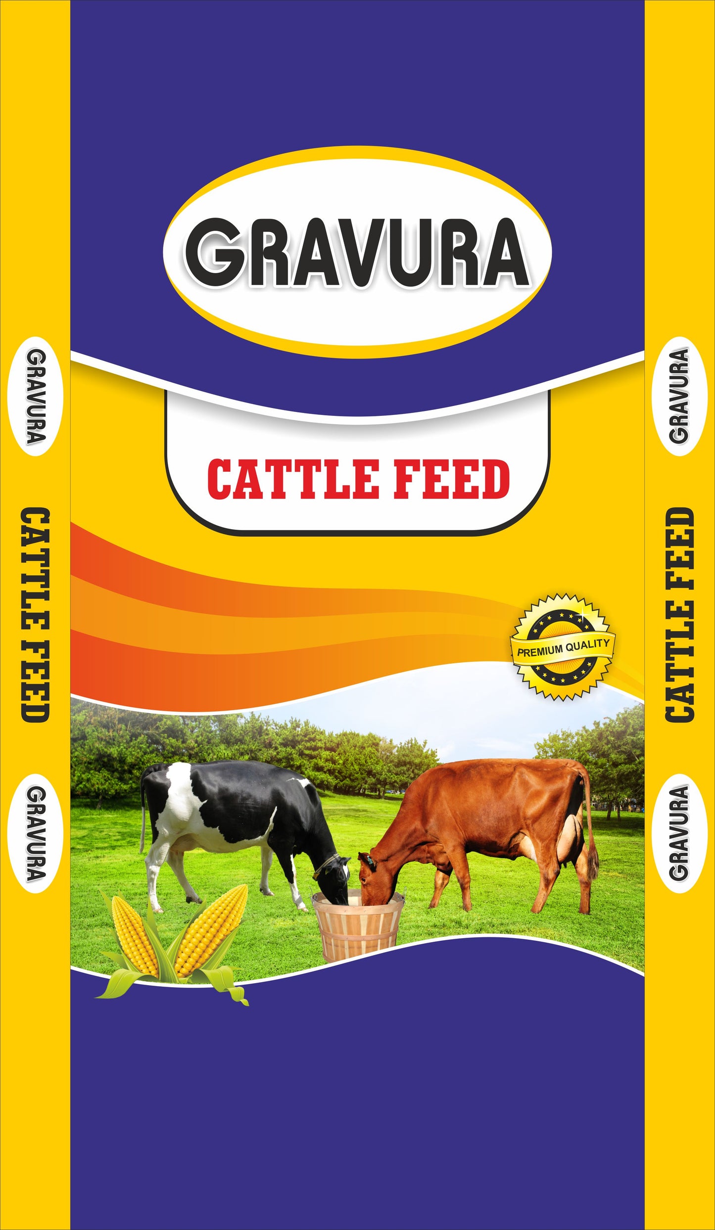 GR228 - Modern Blue Cattle Feed Packaging Design Template