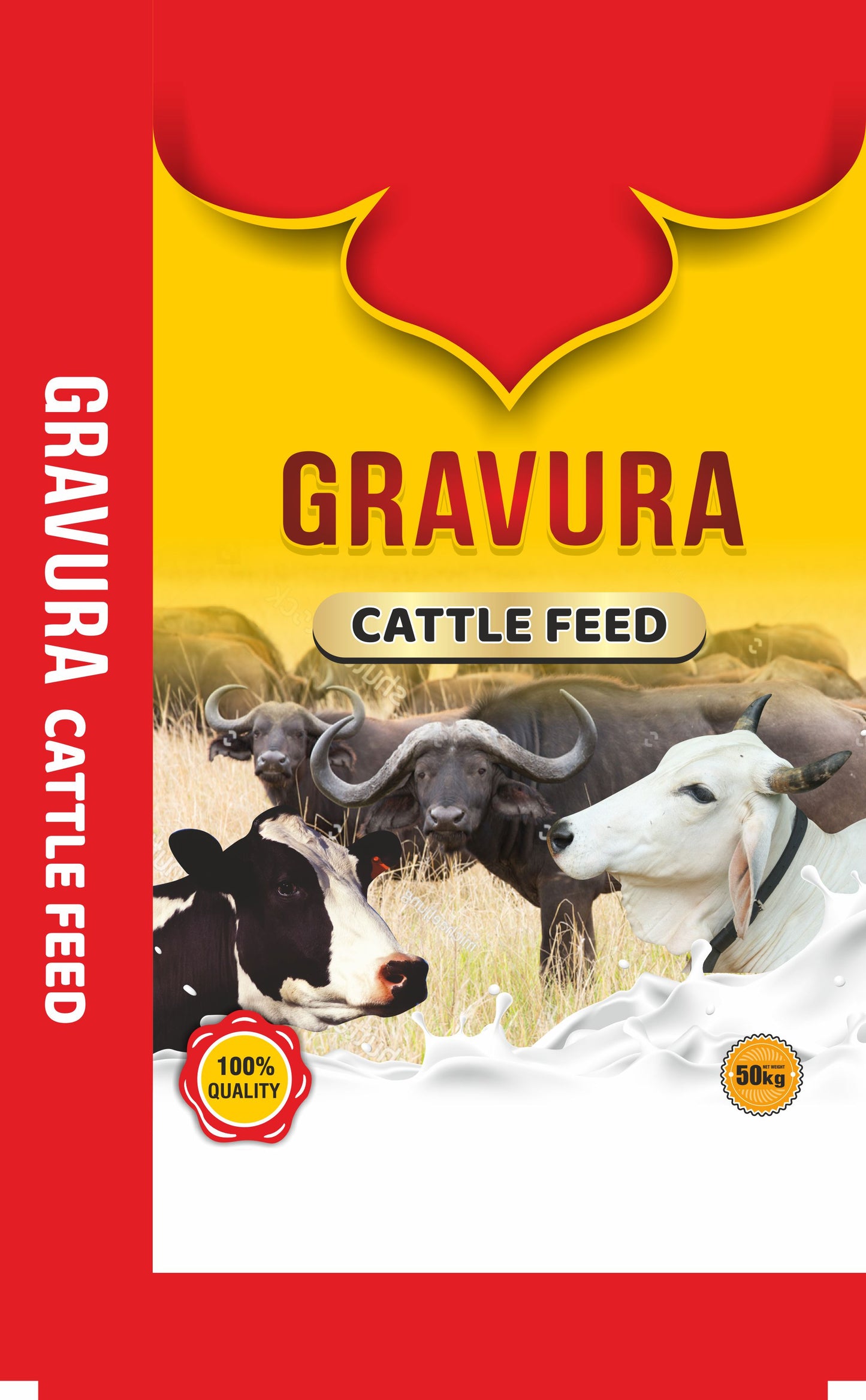 GR229 - Premium Red Cattle Feed Packaging Design Template