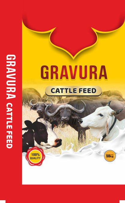GR229 - Premium Red Cattle Feed Packaging Design Template