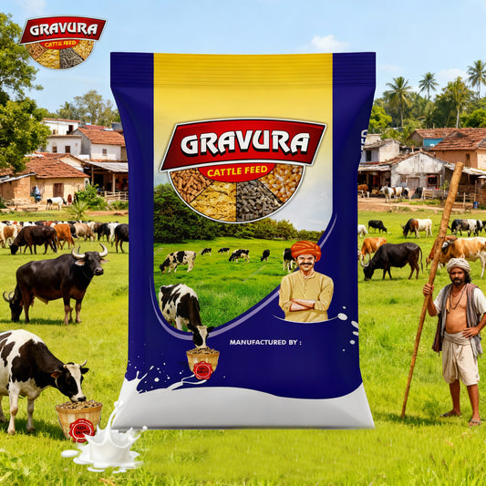 GR230 - Professional Blue Cattle Feed Packaging Design Template