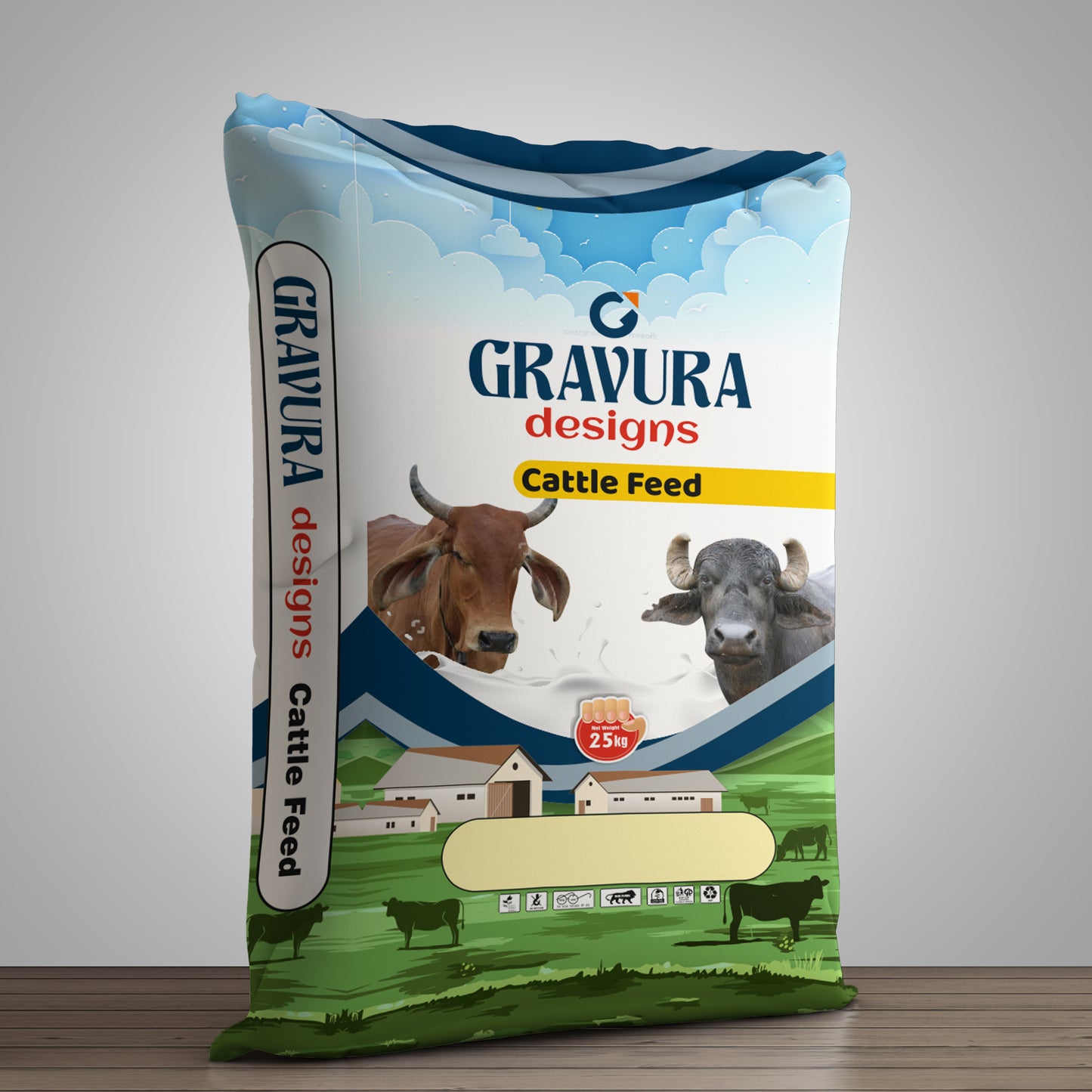 GR41 - Robust Cattle Feed Pouch Packaging Design Template