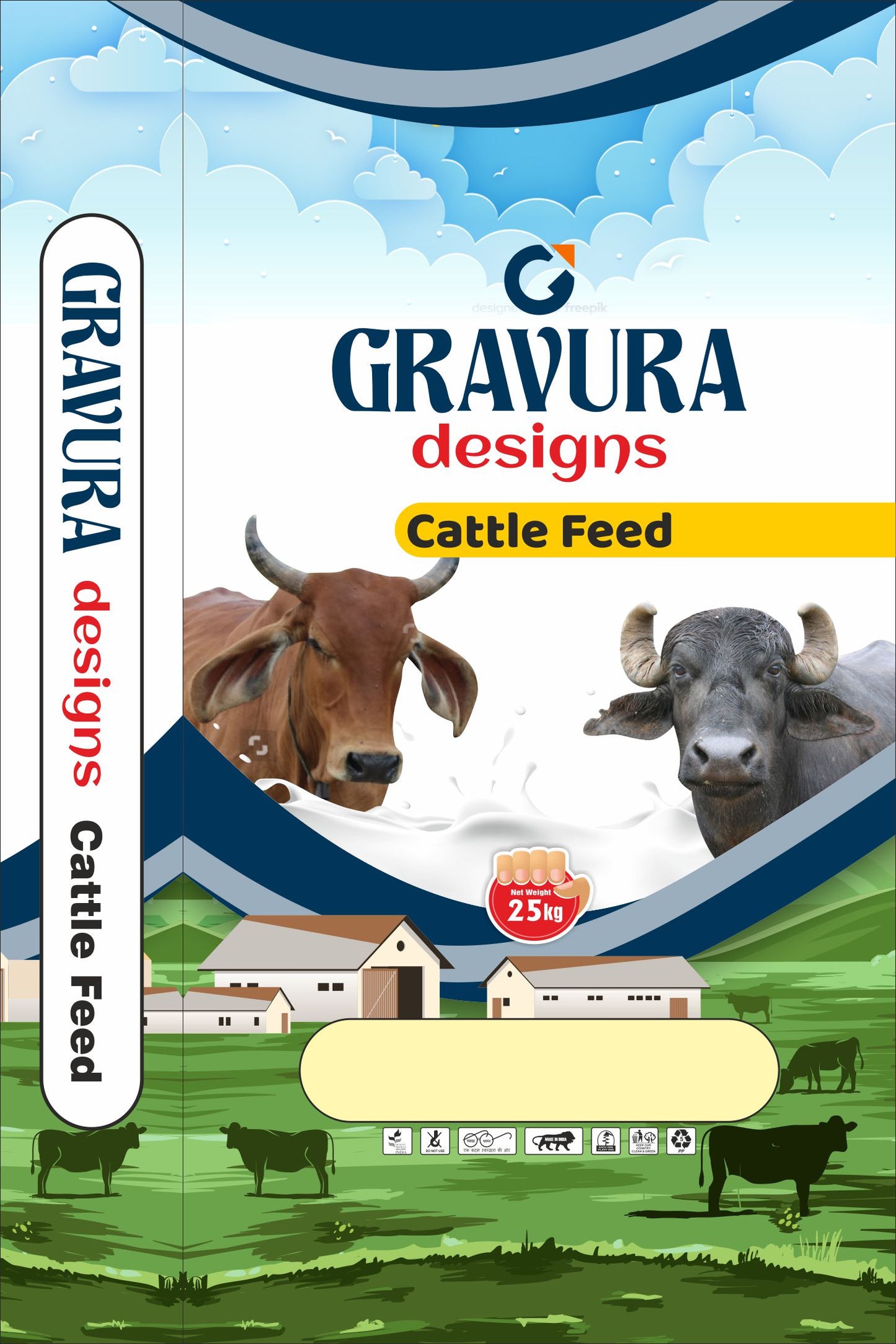 GR41 - Robust Cattle Feed Pouch Packaging Design Template