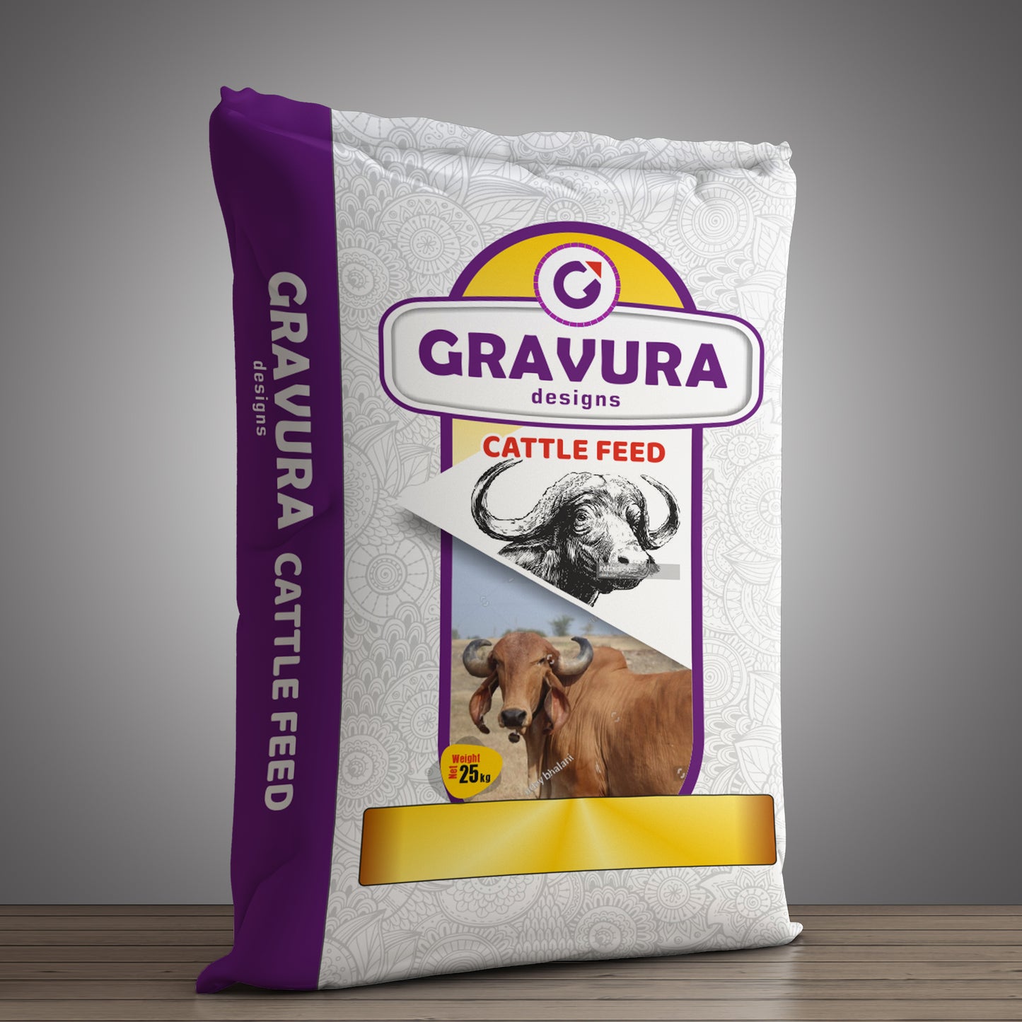 GR42 - Premium Illustrative Cattle Feed Pouch Packaging Design