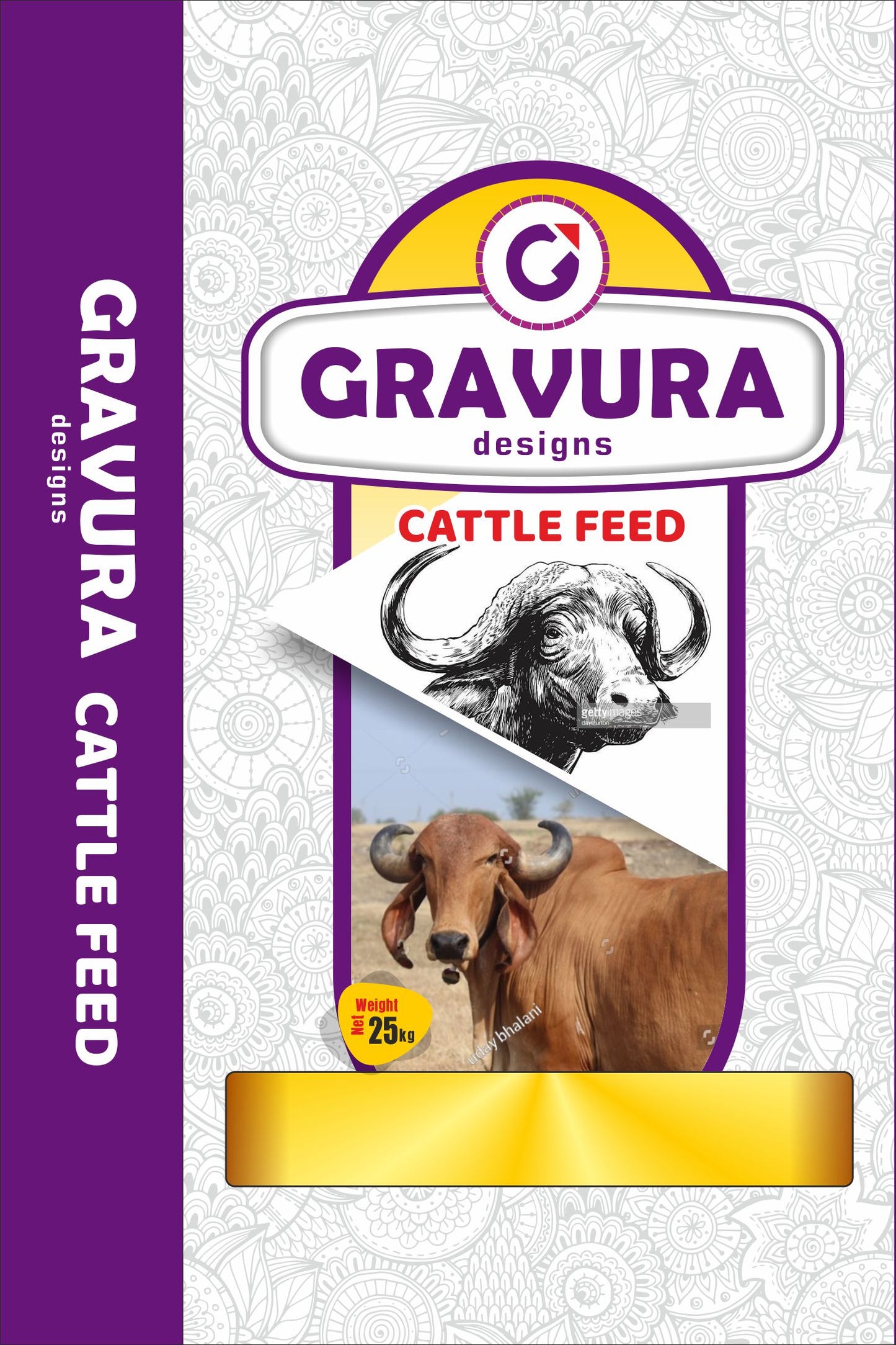 GR42 - Premium Illustrative Cattle Feed Pouch Packaging Design