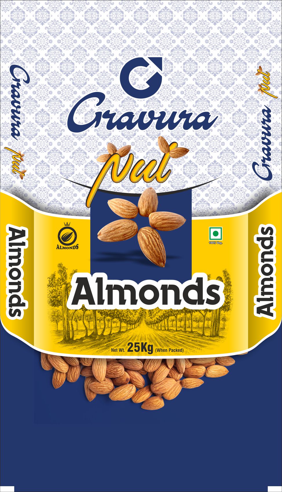 GR51-Premium Almonds BOPP Bag Packaging Design Template