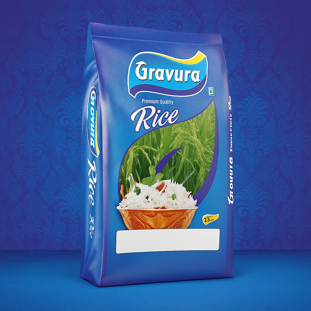 GR231 - Elegant Blue Rice Packaging Design Template