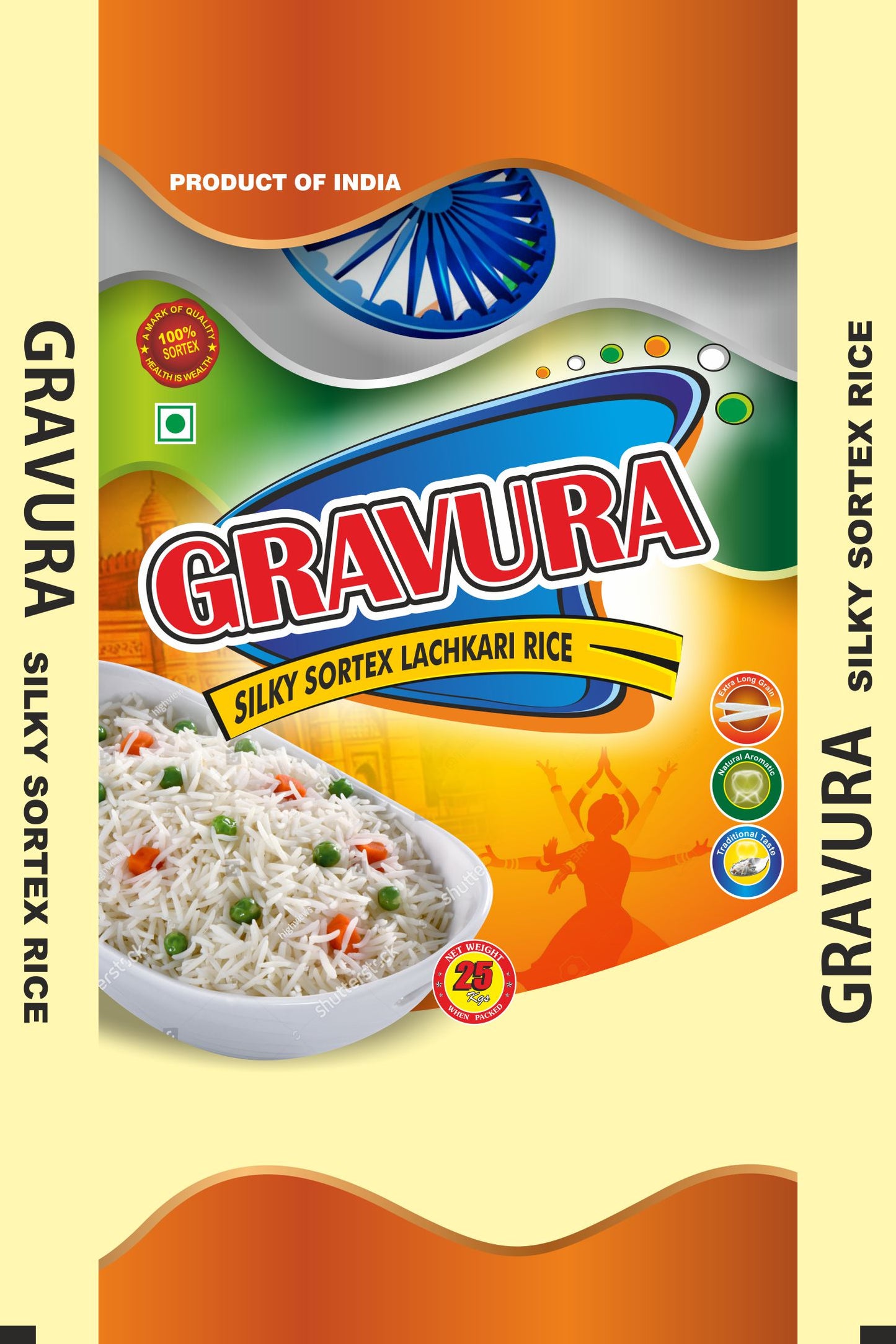 GR232 - Vibrant Indian Rice Packaging Design Template