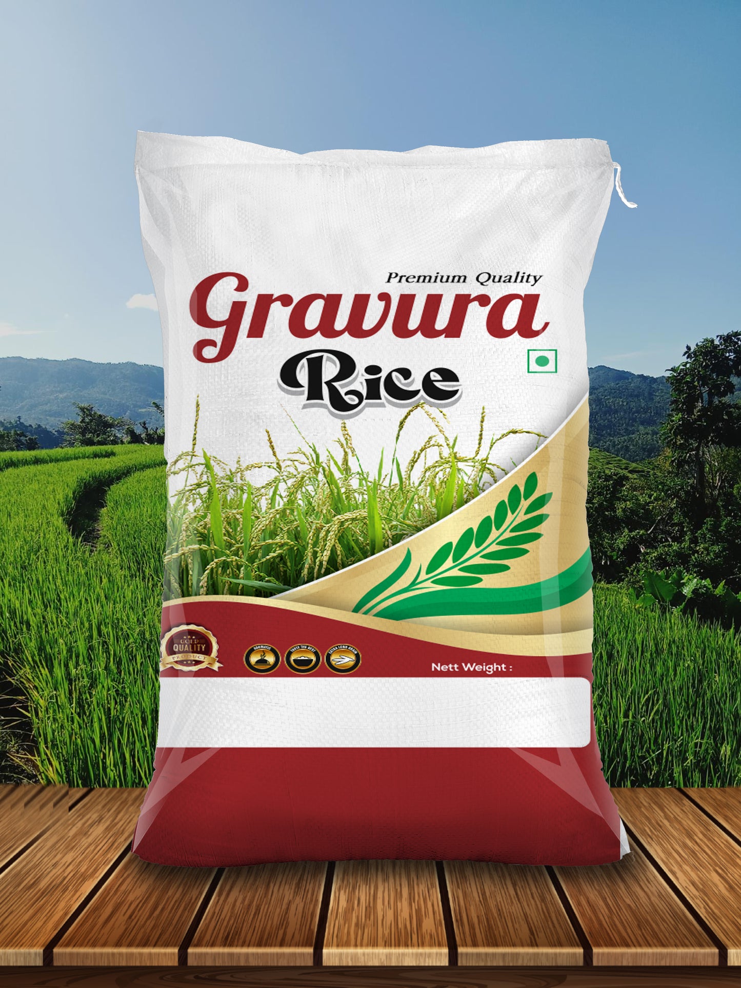 GR92 - Premium Classic Rice Packaging Design Template