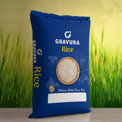 GR93 - Modern Blue and Yellow Rice Packaging Design Template
