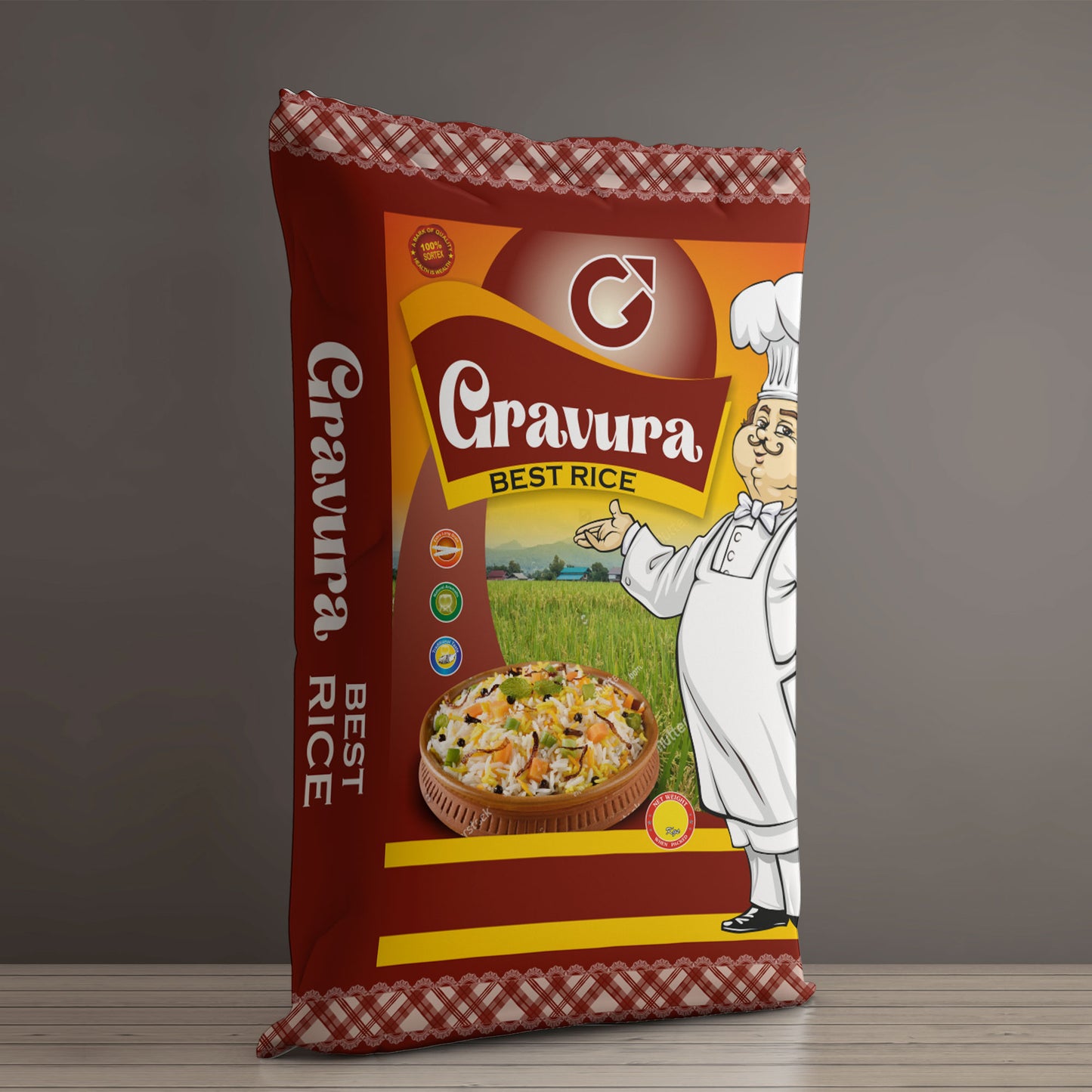 GR94 - Chef-Inspired Best Rice Packaging Design Template