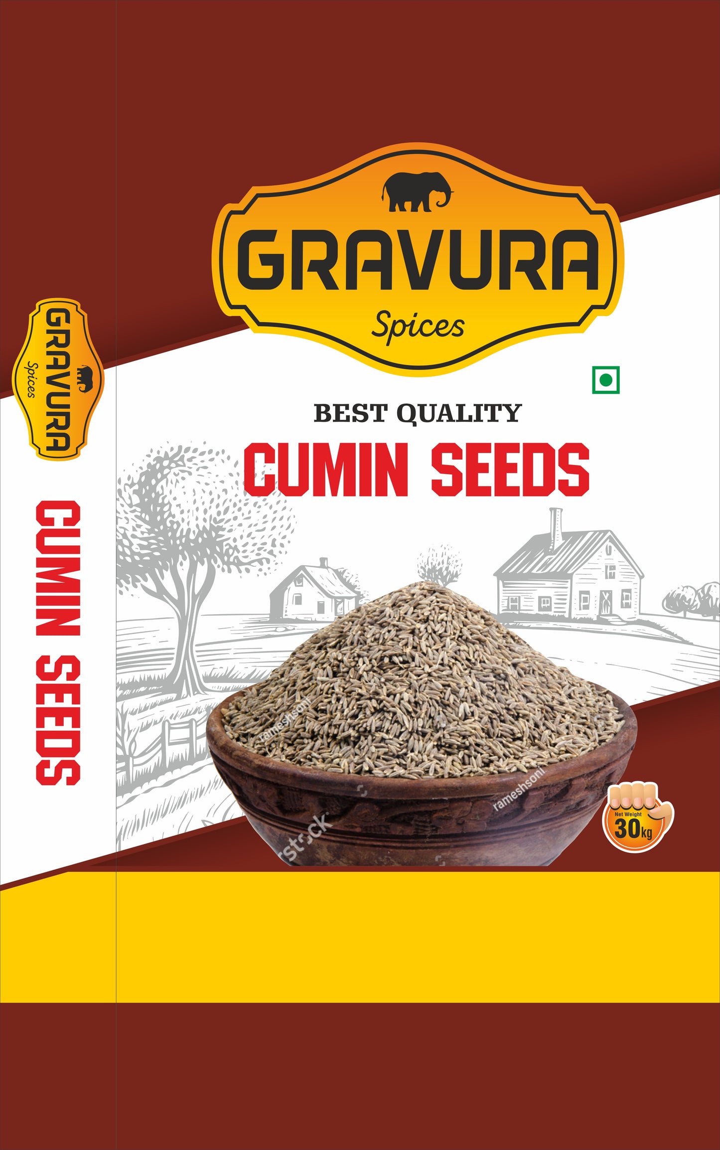 GR65 - Rustic Cumin Seeds BOPP Bag Packaging Design