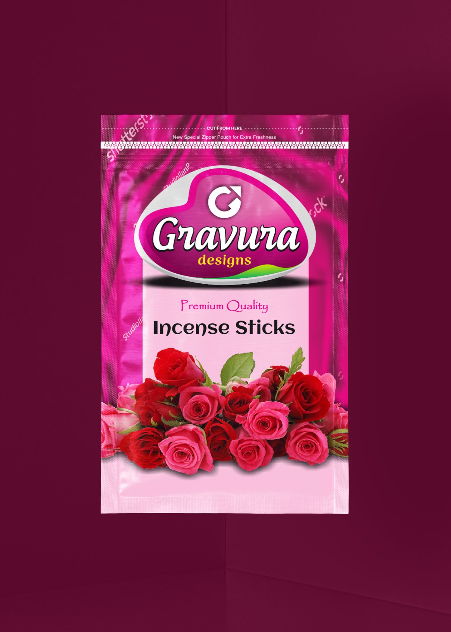 GR35 - Elegant Floral Incense Sticks Packaging Design - Print-Ready Template