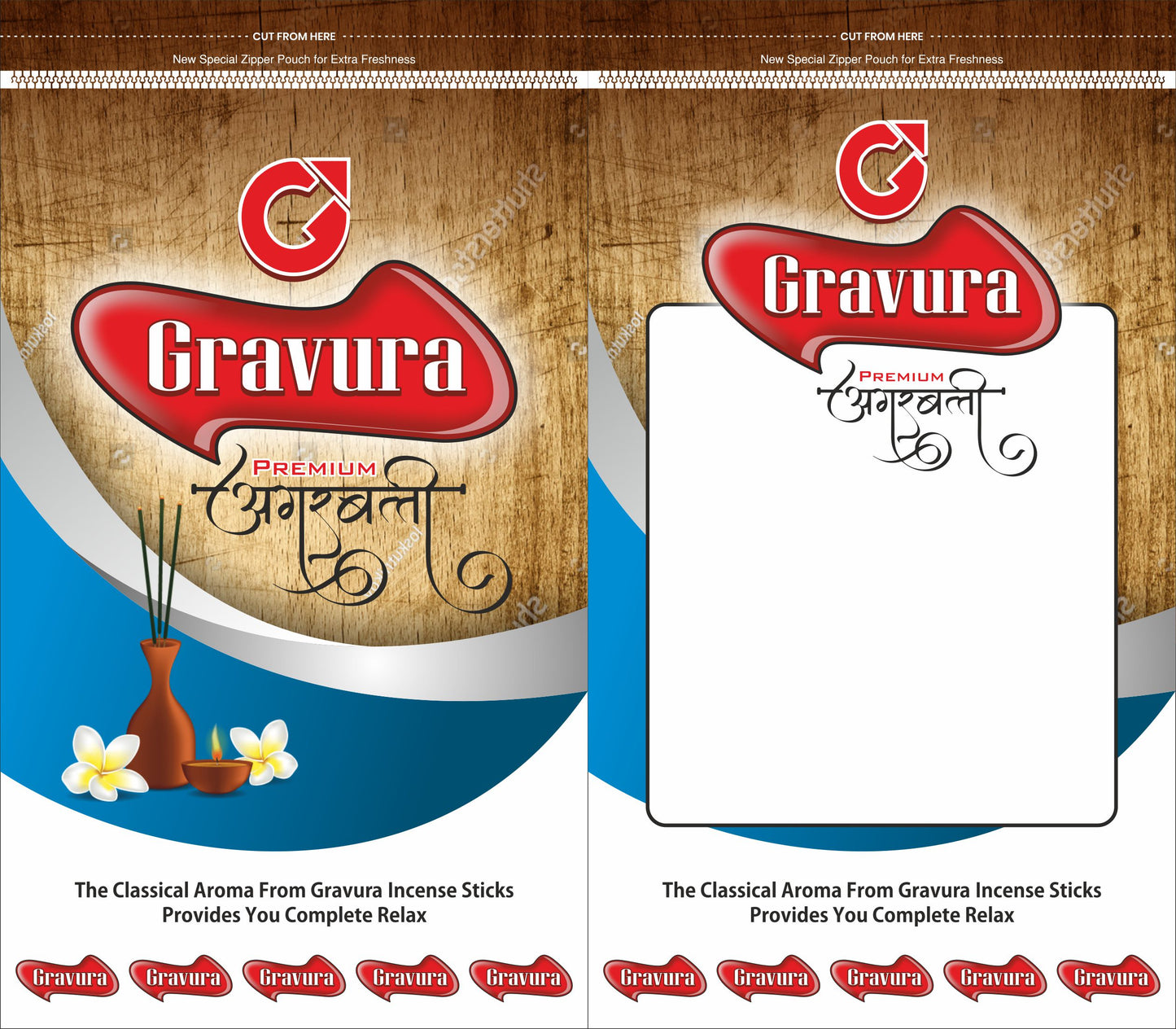 GR36 - Premium Incense Stick Pouch Packaging Design Template