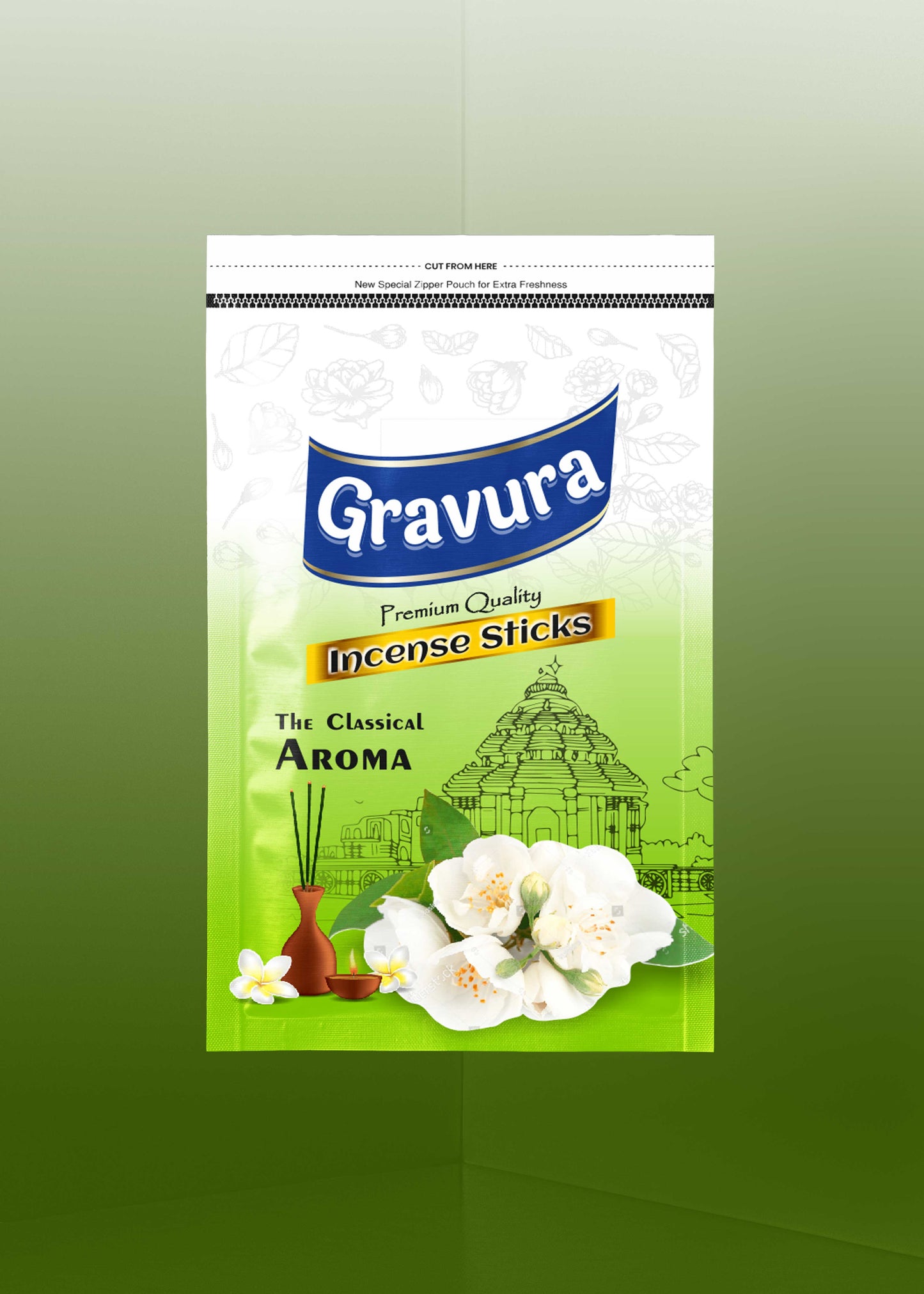 GR37 – Elegant Floral Incense Stick Pouch Design Template