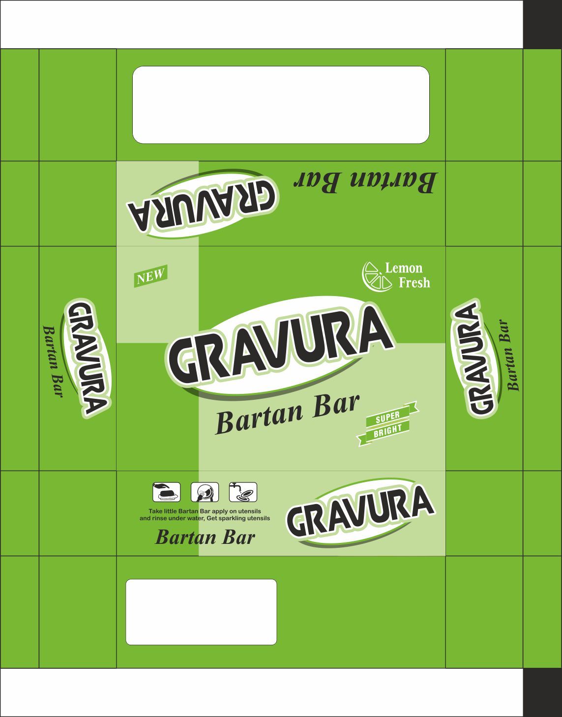 GR170-Green Detergent Bar Wrap Packaging Design