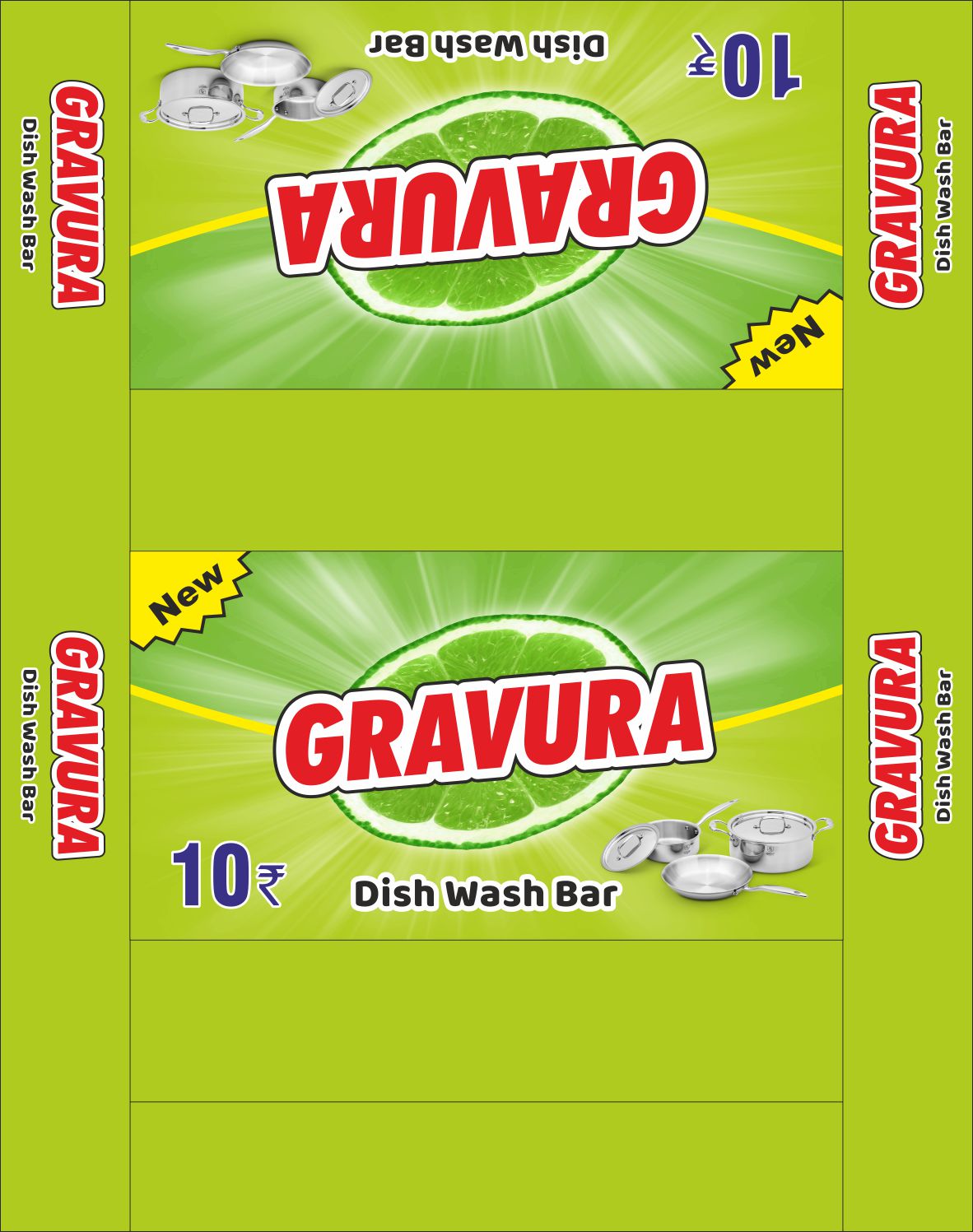 GR39 - Zesty Lemon Dish Wash Bar Packaging Design Template