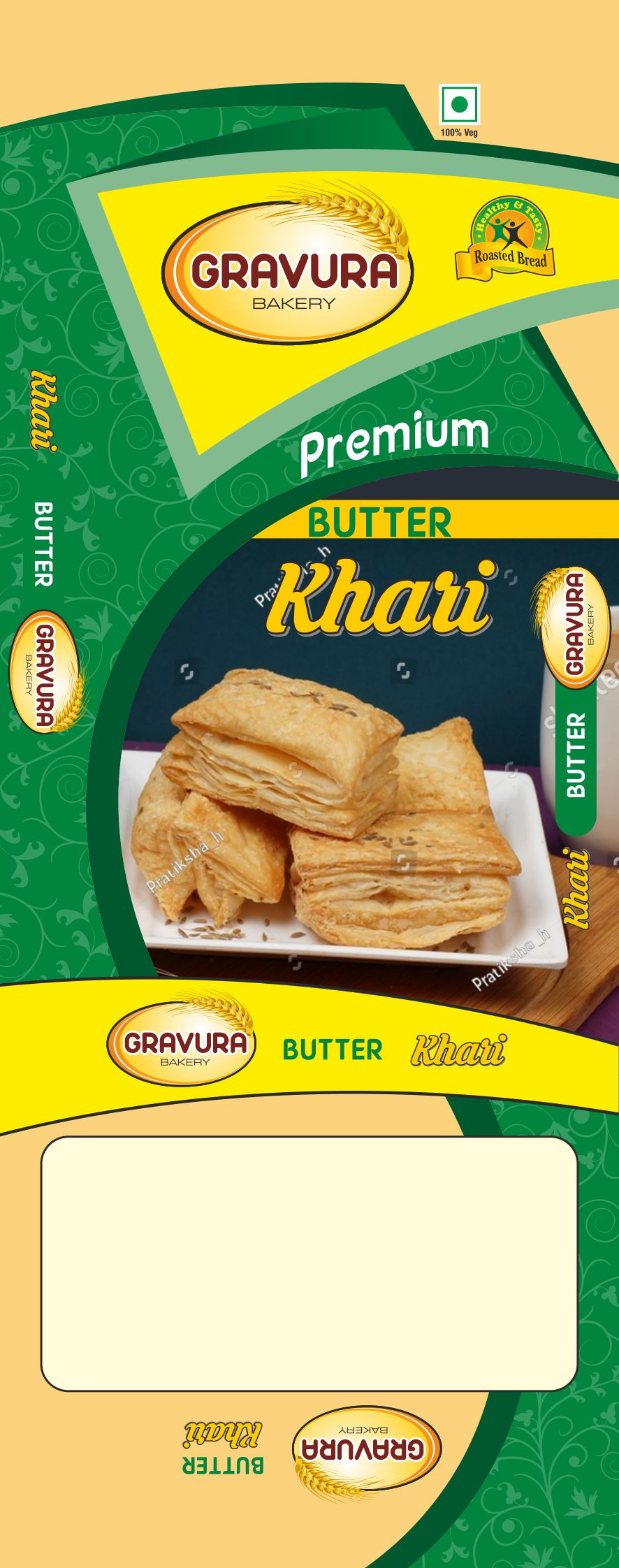 GR69 - Premium Khari Pouch Packaging Design Template - Bakery Snacks