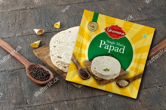GR73 - Sunshine Yellow Papad Pouch Packaging Design Template – Changeable Varieties