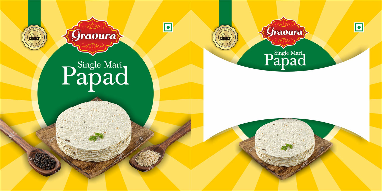 GR73 - Sunshine Yellow Papad Pouch Packaging Design Template – Changeable Varieties