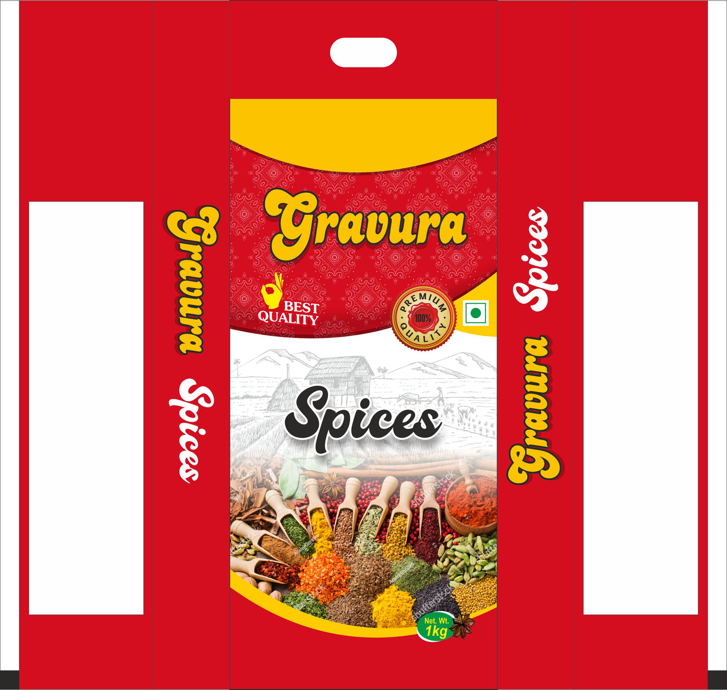 GR117 - Vibrant Pouch Packaging Design for Spices & Masalas