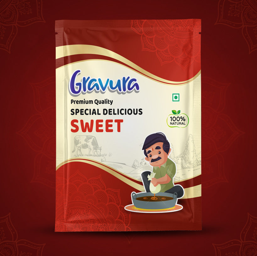 GR237 - Premium Delicious Sweet Mawa Packaging Design Template