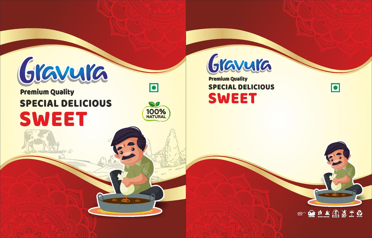 GR237 - Premium Delicious Sweet Mawa Packaging Design Template