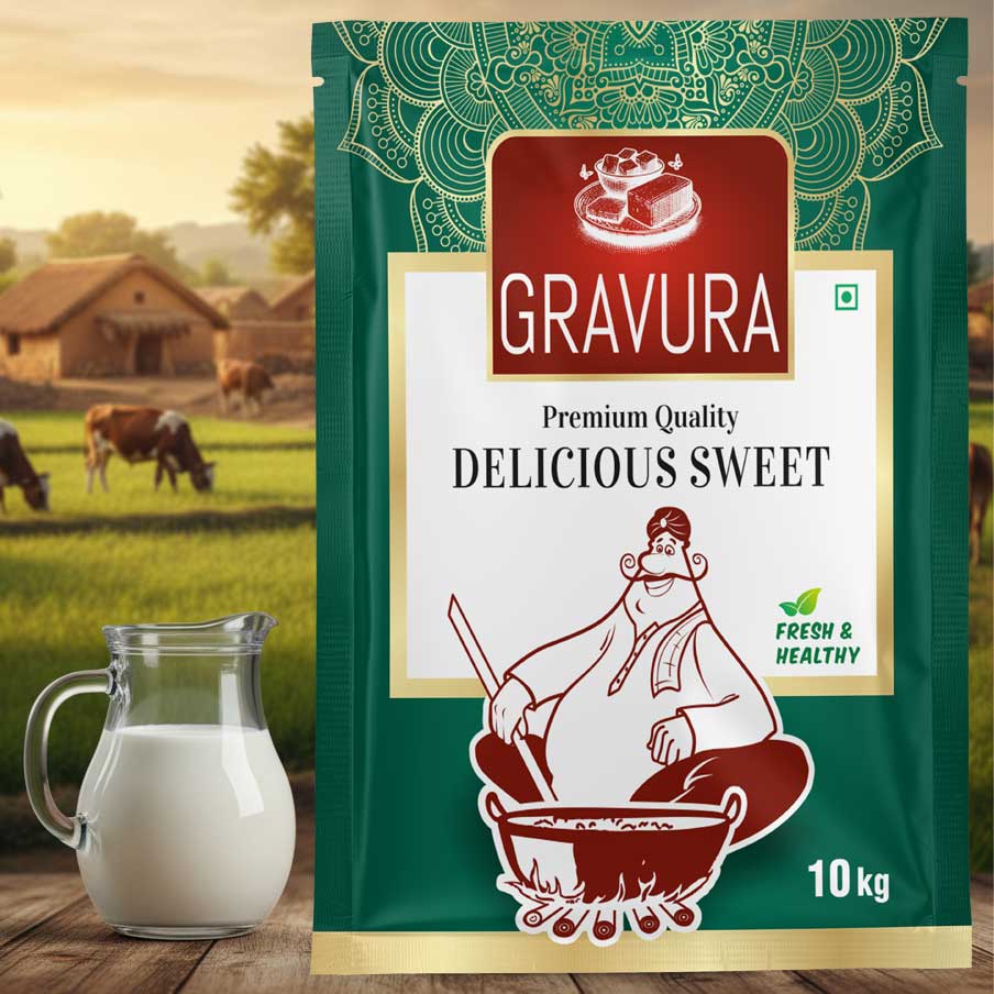 GR241 - Premium Delicious Sweet Mawa Packaging Design Template