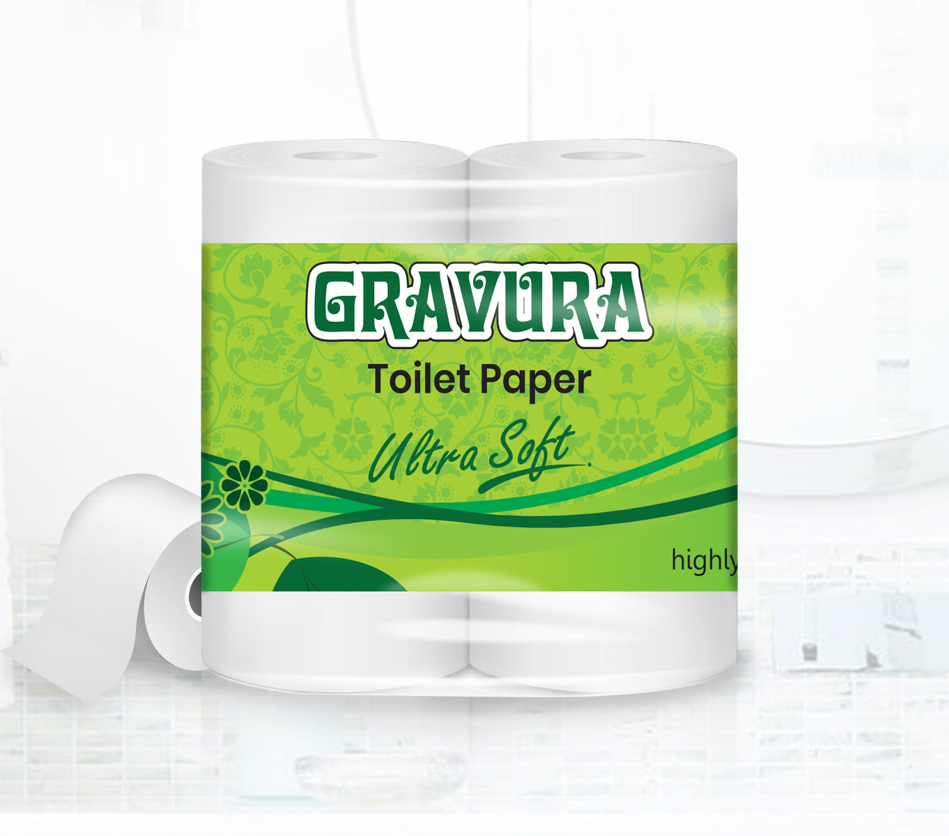 GR46 - "Ultra Soft" Floral Toilet Paper Packaging Design Template