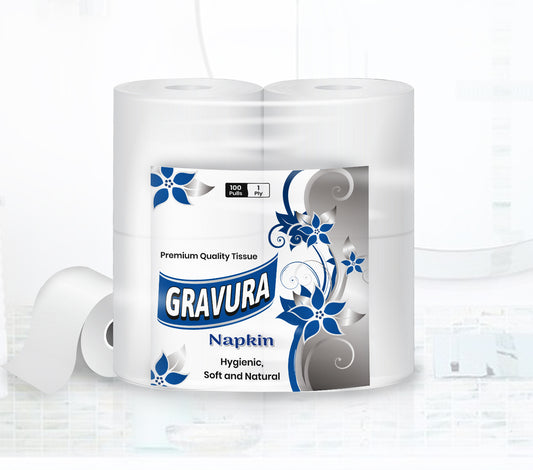 GR44 - Elegant Blue Floral Tissue Paper Napkin Packaging Design