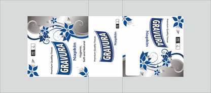 GR44 - Elegant Blue Floral Tissue Paper Napkin Packaging Design