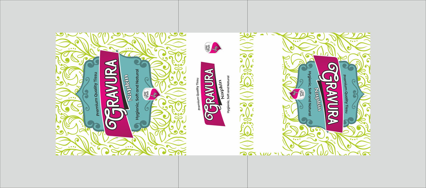 GR45 - Artistic Leafy Pattern Tissue Paper Napkin Packaging Design