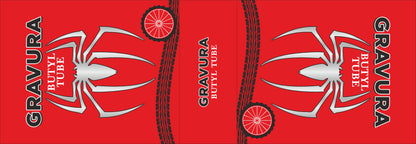 GR-25 - Futuristic Red & Chrome Spider-Themed Tyre Tube Packaging Design