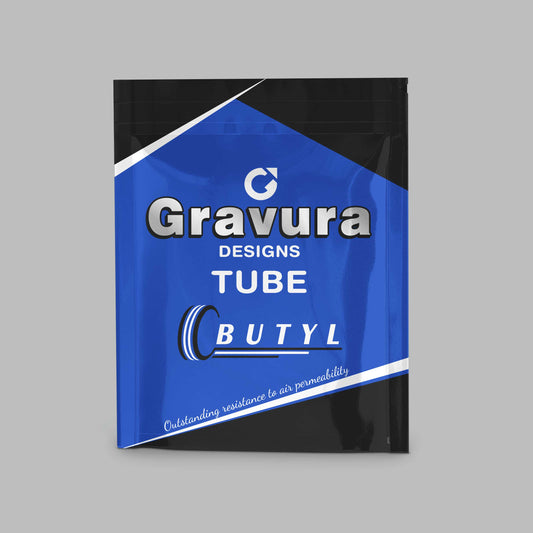 GR-27 - Modern Angular Butyl Tube Packaging Design in Blue & Black – High Contrast, Industrial Look